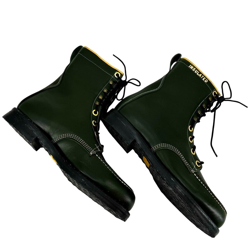 Hypalon Boots Steel Toe Green Leather Insulated Size 9.5 Lace Up - Picture 9 of 16